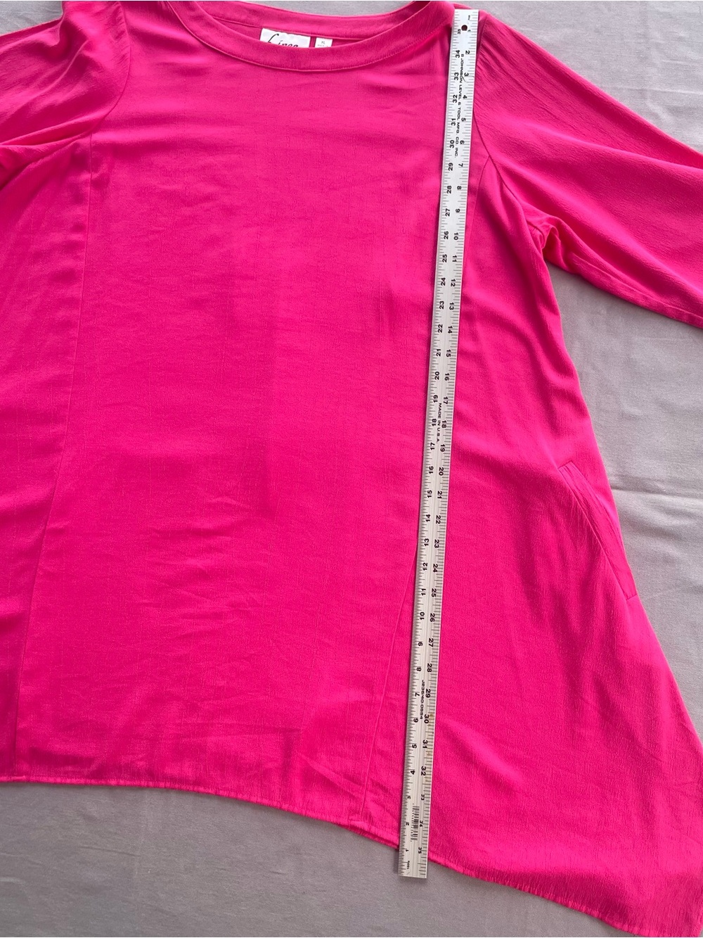 Linea Louis Dell'Olio top size XL hot pink elbow-sleeve swing tunic flowy GUC - Picture 7 of 11